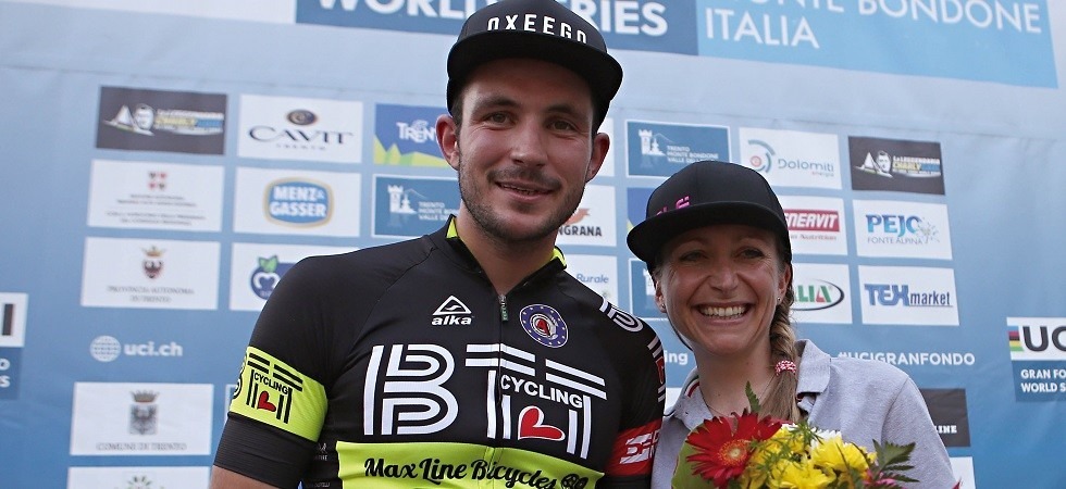 Da sinistra Tommaso Donei e Carola Skarabela, vincitori della cronometro de 'La Leggendaria Charly Gaul' (foto Newspower)